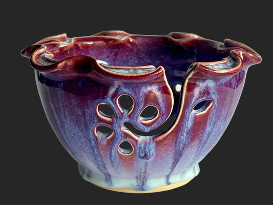 Handmade Hand Carved Ceramic Yarn Bowl