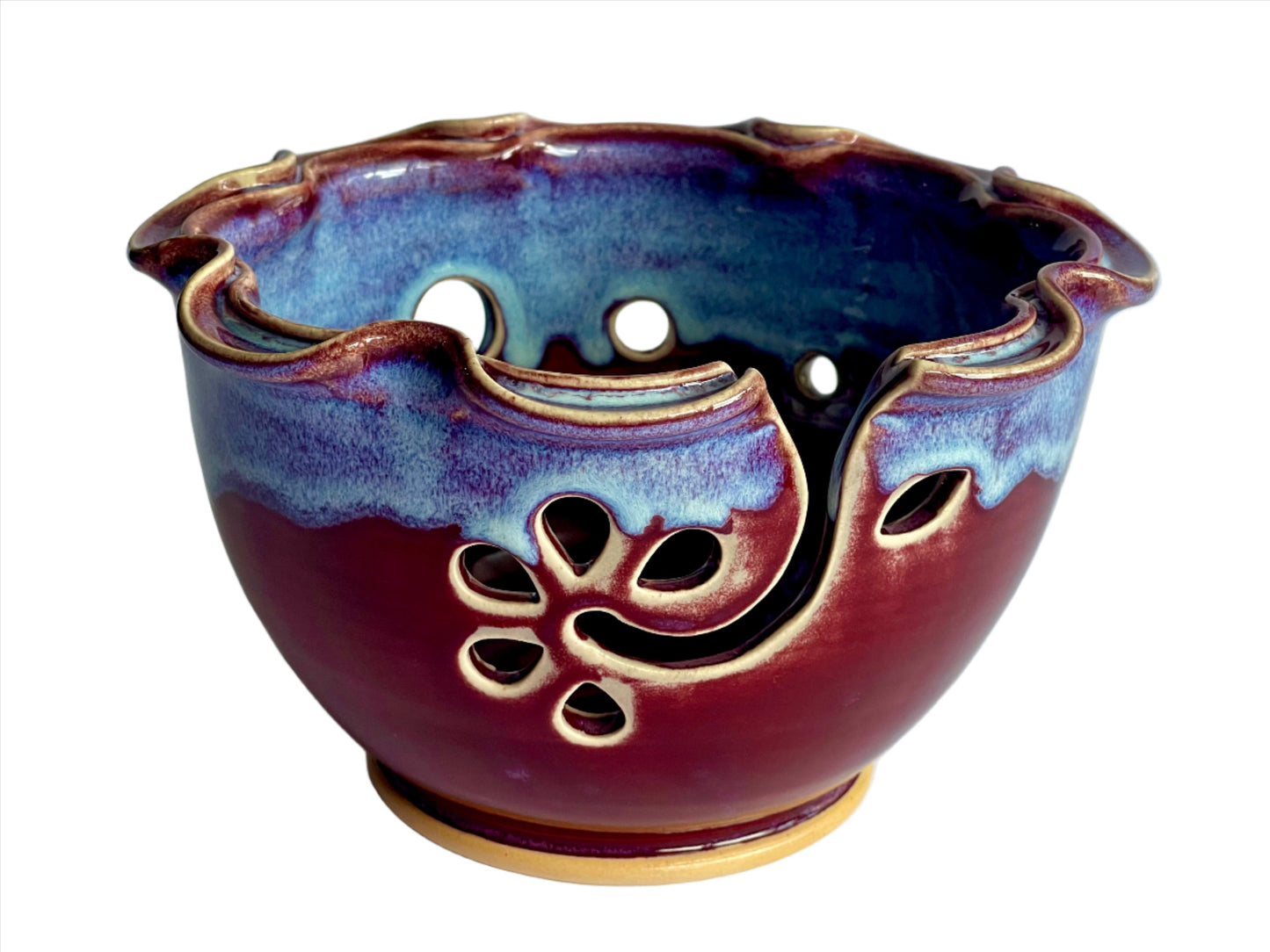 Handmade Hand Carved Ceramic Yarn bowl