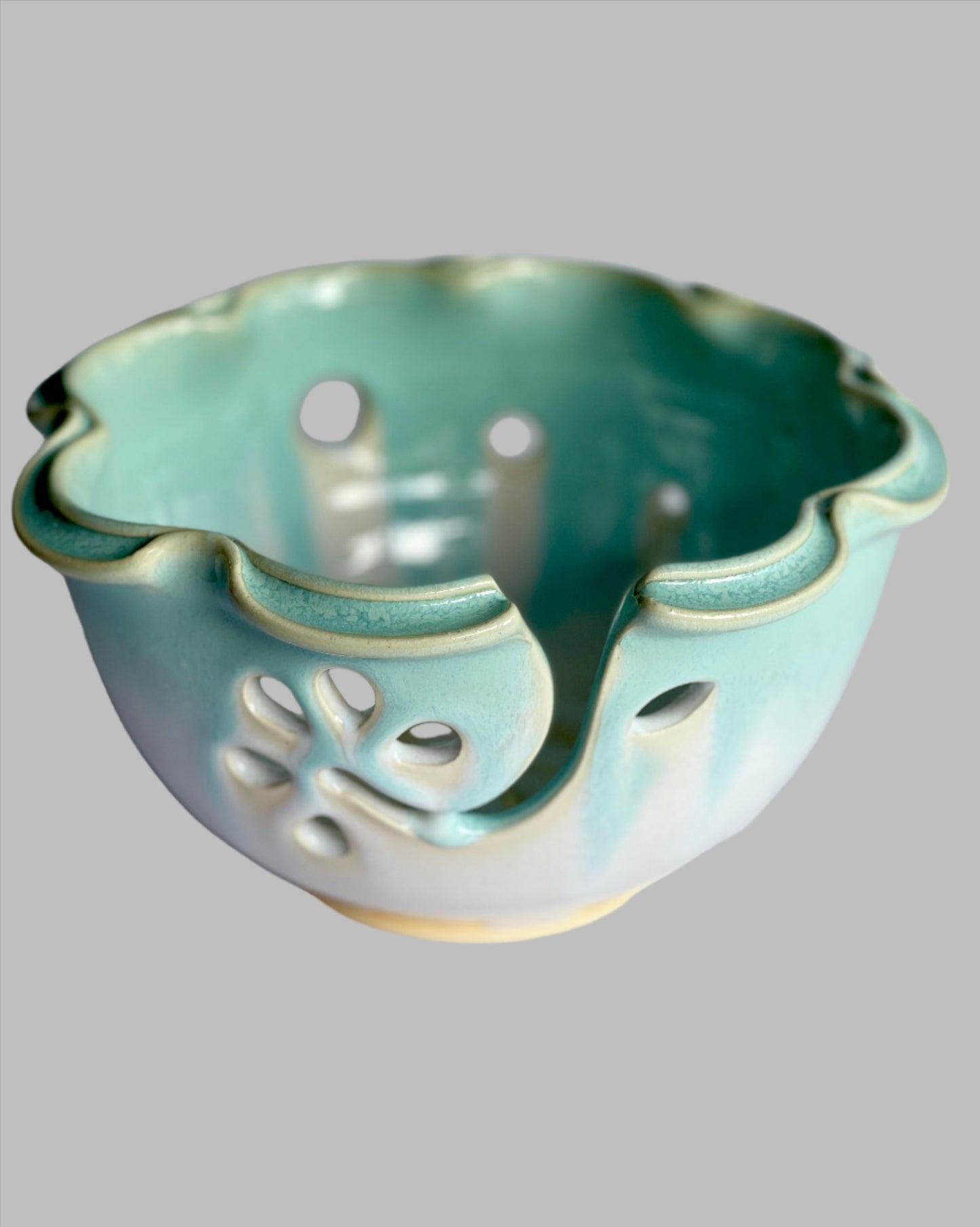 Handmade Hand Carved Ceramic Yarn bowl