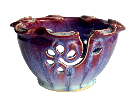 Handmade Hand Carved Ceramic Yarn bowl